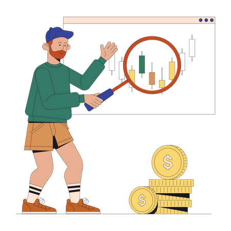 Man doing stock market trading  Illustration