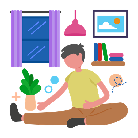 Man doing Stretching Exercise  Illustration