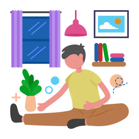 Man doing Stretching Exercise  Illustration