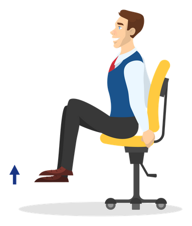 Man doing Stretching leg sitting on the chair in office  イラスト
