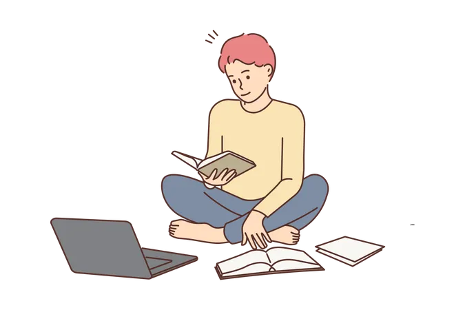 Man doing study  Illustration
