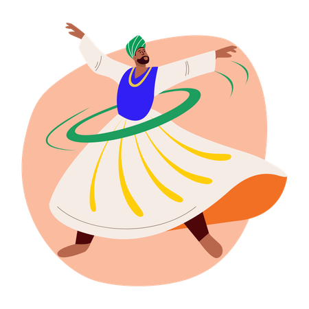 Man doing Sufi dance  Illustration