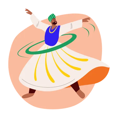 Man doing Sufi dance  Illustration