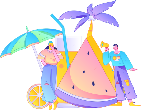 Man doing summer marketing  Illustration