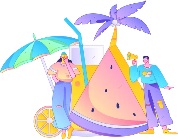 Man doing summer marketing  Illustration