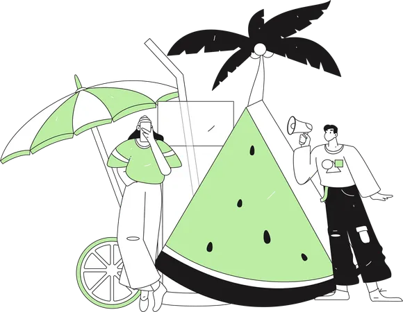 Man doing summer marketing  Illustration
