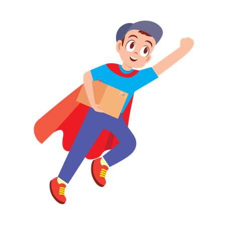 Man doing super delivery  Illustration