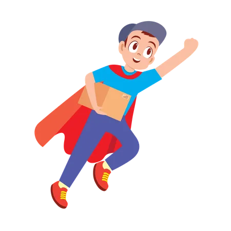 Man doing super delivery  Illustration