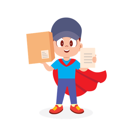 Man doing super delivery  Illustration