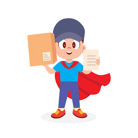 Man doing super delivery  Illustration