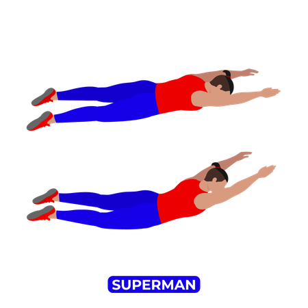 Man Doing Superman Exercise  Illustration