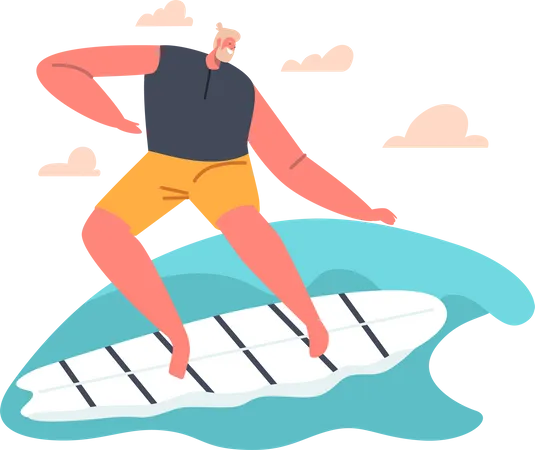 Man doing surfing Illustration