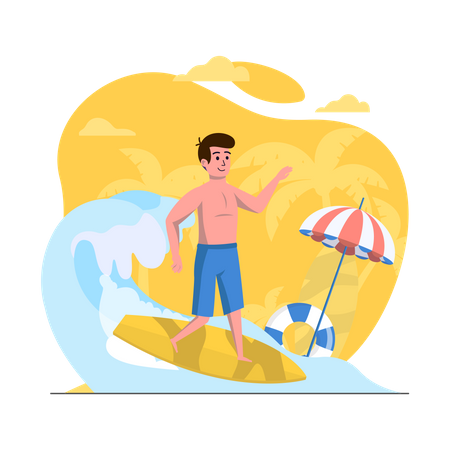 Man doing surfing  Illustration