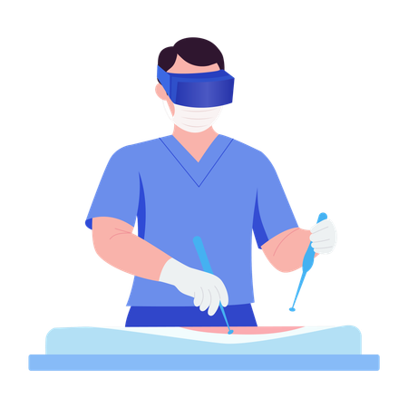 Man doing surgeon practicing  Illustration