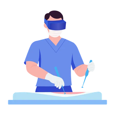 Man doing surgeon practicing  Illustration