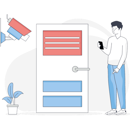 Man Doing Surveillance Security  Illustration