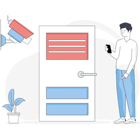 Man Doing Surveillance Security  Illustration