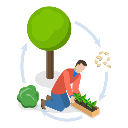 Man doing sustainable farming  Illustration