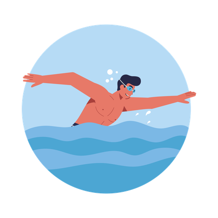 Man doing swimming in water pool  Illustration