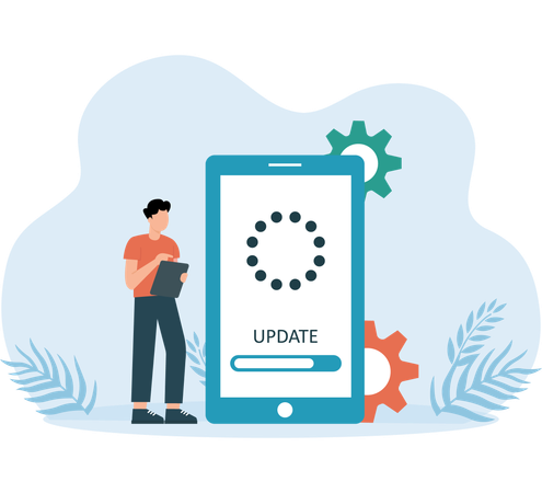 Man doing system update  Illustration