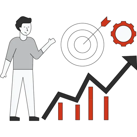 Man doing Target analysis  Illustration