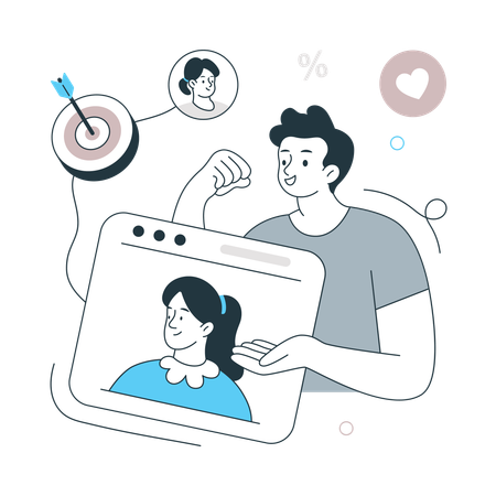 Man doing Targeted Campaigns  Illustration