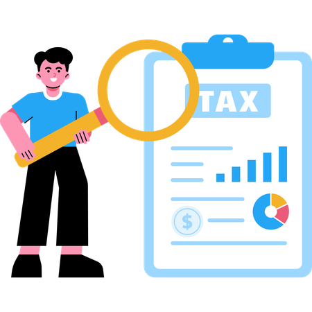 Man doing tax analysis  Illustration
