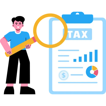 Man doing tax analysis  Illustration