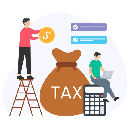 Man Doing Tax Calculation  Illustration