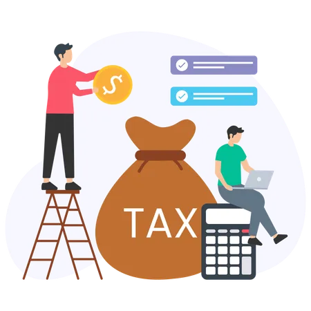 Man Doing Tax Calculation  Illustration