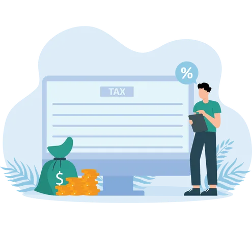 Man doing Tax pay  Illustration