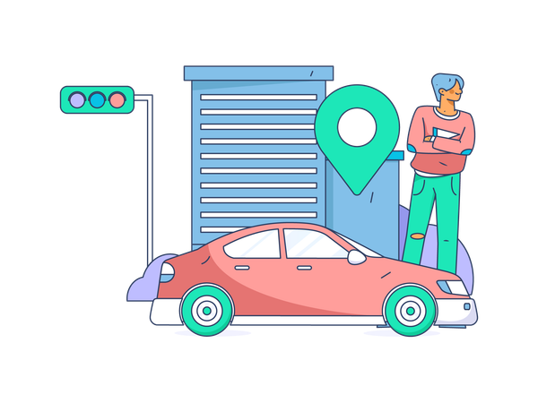 Man doing Taxi booking  Illustration