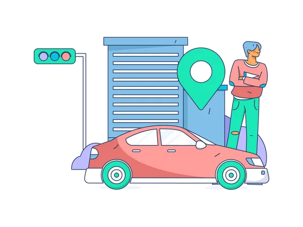 Man doing Taxi booking  Illustration