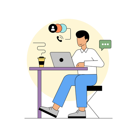 Man doing tele communication  Illustration