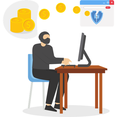 Man doing telecom fraud  Illustration