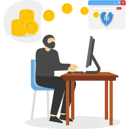 Man doing telecom fraud  Illustration