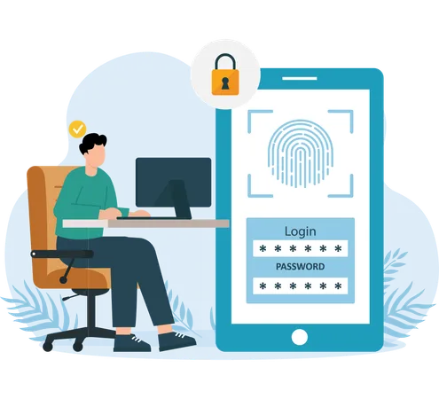 Man doing Thumb Verification  Illustration