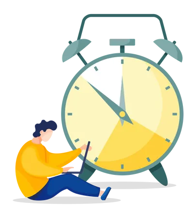 Man doing time management  Illustration