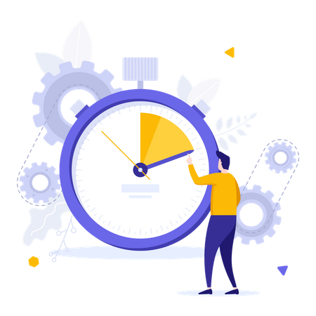 Man doing time management  Illustration