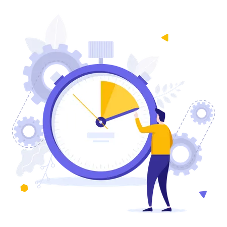 Man doing time management  Illustration