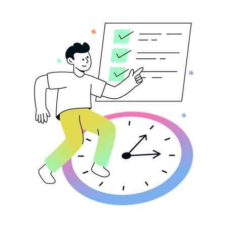 Man doing Time Management  Illustration