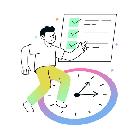 Man doing Time Management  Illustration