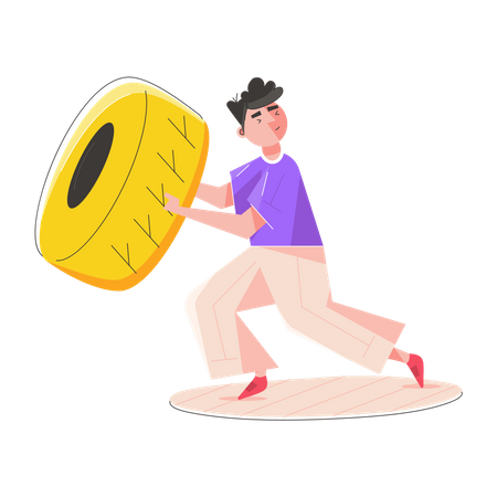 Man doing Tire Exercise  Illustration