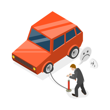 Man doing Tire Inflating  イラスト