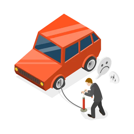 Man doing Tire Inflating  イラスト