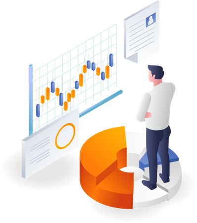 Man doing trading analysis  Illustration