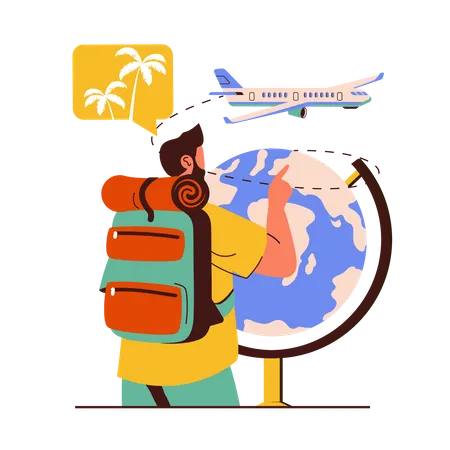 Man doing travel planning  Illustration