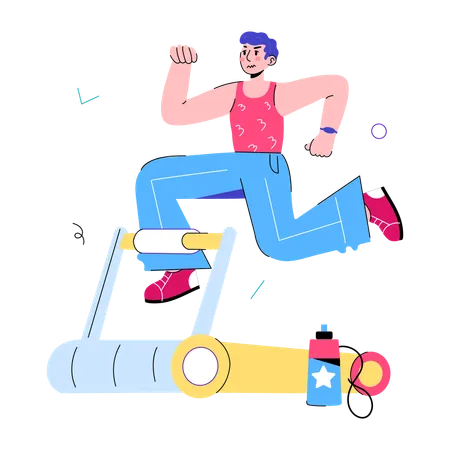Man doing Treadmill Running  Illustration