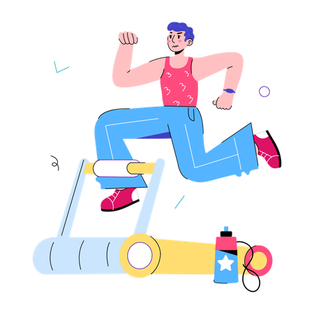 Man doing Treadmill Running  Illustration