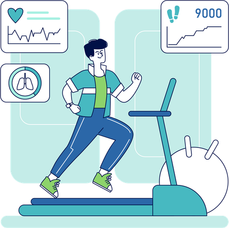 Man doing treadmill running  Illustration